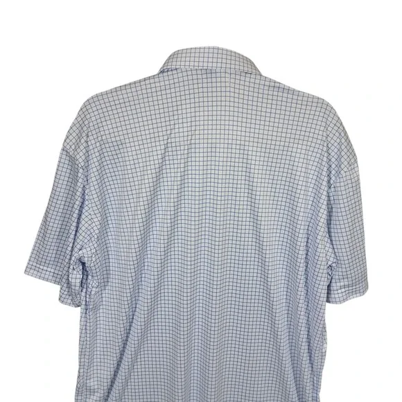 Collars & Co Mens Semi Spread Collar Polo Shirt XL Tall Thin Navy Check Office - Picture 6 of 15